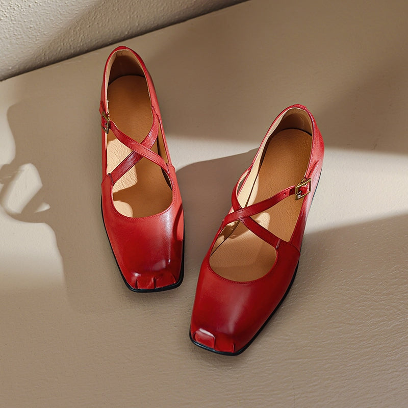 Edith - Leather Mary Janes